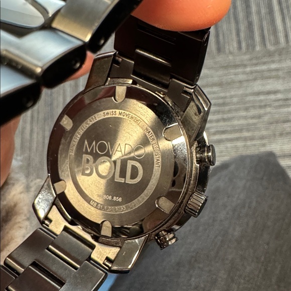 Movado Black and Silver Chronograph Watch